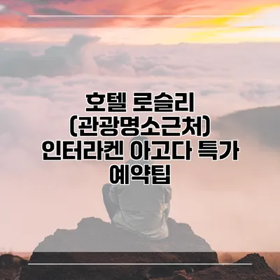 호텔 로슬리 (관광명소근처) 인터라켄 아고다 특가 예약팁