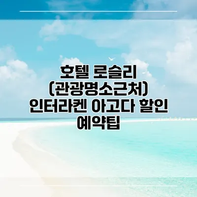 호텔 로슬리 (관광명소근처) 인터라켄 아고다 할인 예약팁