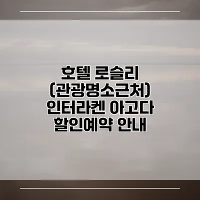 호텔 로슬리 (관광명소근처) 인터라켄 아고다 할인예약 안내