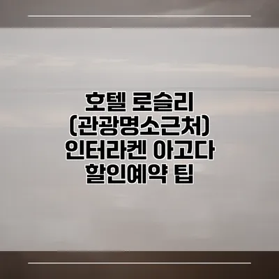 호텔 로슬리 (관광명소근처) 인터라켄 아고다 할인예약 팁