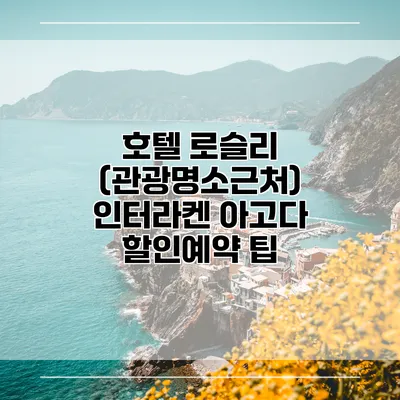 호텔 로슬리 (관광명소근처) 인터라켄 아고다 할인예약 팁