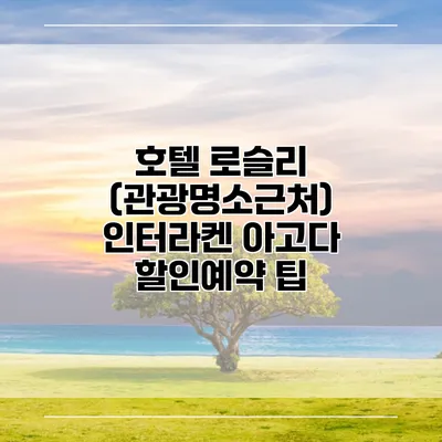 호텔 로슬리 (관광명소근처) 인터라켄 아고다 할인예약 팁