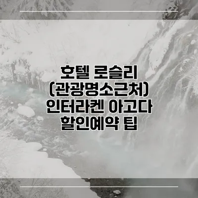 호텔 로슬리 (관광명소근처) 인터라켄 아고다 할인예약 팁