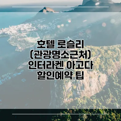 호텔 로슬리 (관광명소근처) 인터라켄 아고다 할인예약 팁