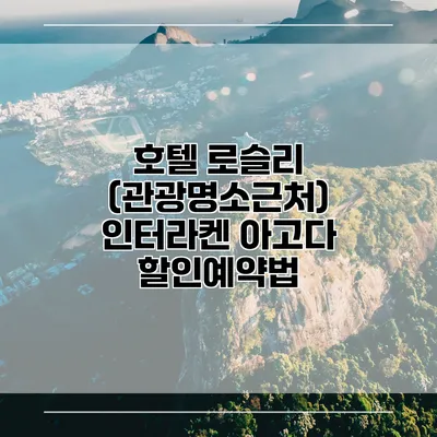 호텔 로슬리 (관광명소근처) 인터라켄 아고다 할인예약법