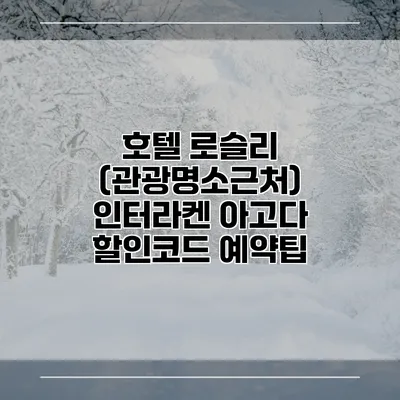 호텔 로슬리 (관광명소근처) 인터라켄 아고다 할인코드 예약팁