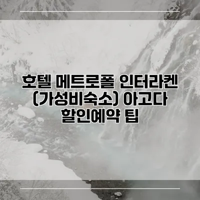 호텔 메트로폴 인터라켄 (가성비숙소) 아고다 할인예약 팁
