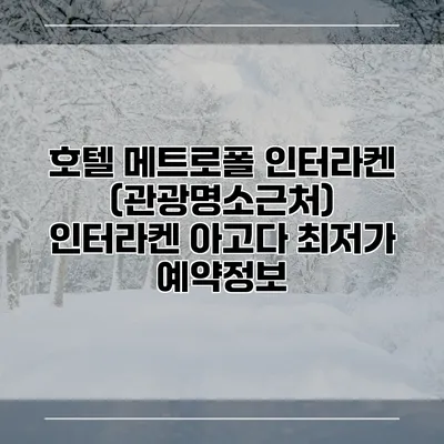 호텔 메트로폴 인터라켄 (관광명소근처) 인터라켄 아고다 최저가 예약정보