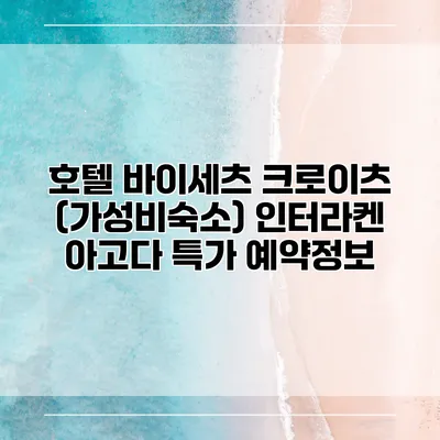 호텔 바이세츠 크로이츠 (가성비숙소) 인터라켄 아고다 특가 예약정보