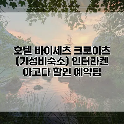 호텔 바이세츠 크로이츠 (가성비숙소) 인터라켄 아고다 할인 예약팁
