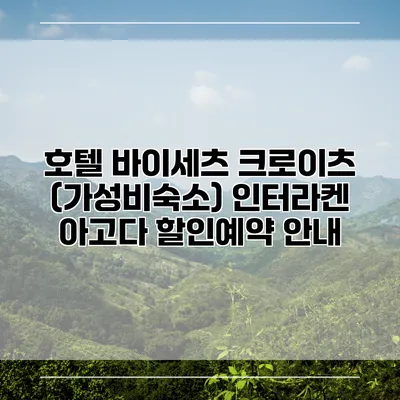 호텔 바이세츠 크로이츠 (가성비숙소) 인터라켄 아고다 할인예약 안내