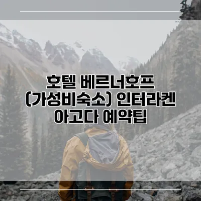 호텔 베르너호프 (가성비숙소) 인터라켄 아고다 예약팁