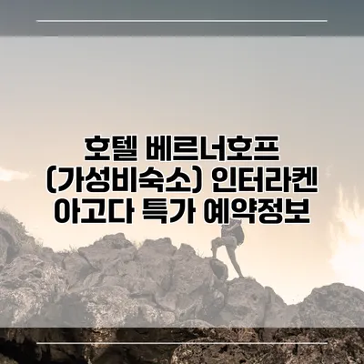 호텔 베르너호프 (가성비숙소) 인터라켄 아고다 특가 예약정보