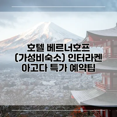호텔 베르너호프 (가성비숙소) 인터라켄 아고다 특가 예약팁