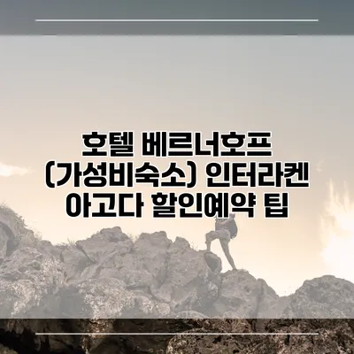 호텔 베르너호프 (가성비숙소) 인터라켄 아고다 할인예약 팁