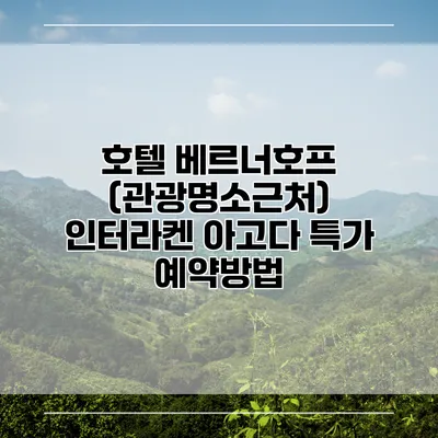호텔 베르너호프 (관광명소근처) 인터라켄 아고다 특가 예약방법