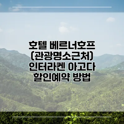 호텔 베르너호프 (관광명소근처) 인터라켄 아고다 할인예약 방법
