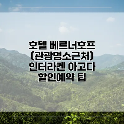 호텔 베르너호프 (관광명소근처) 인터라켄 아고다 할인예약 팁