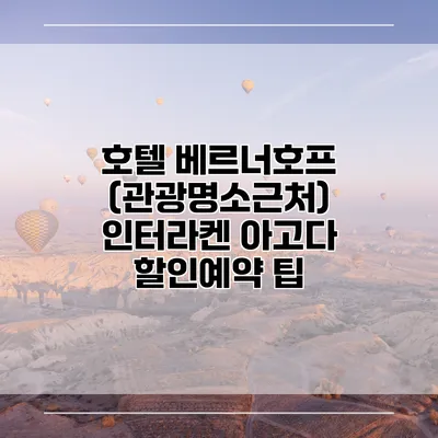 호텔 베르너호프 (관광명소근처) 인터라켄 아고다 할인예약 팁