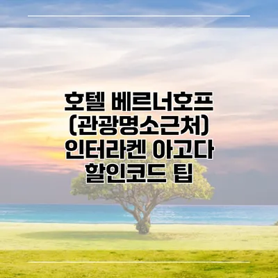 호텔 베르너호프 (관광명소근처) 인터라켄 아고다 할인코드 팁