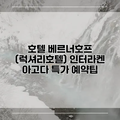 호텔 베르너호프 (럭셔리호텔) 인터라켄 아고다 특가 예약팁