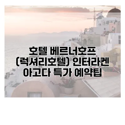 호텔 베르너호프 (럭셔리호텔) 인터라켄 아고다 특가 예약팁