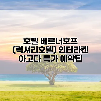 호텔 베르너호프 (럭셔리호텔) 인터라켄 아고다 특가 예약팁