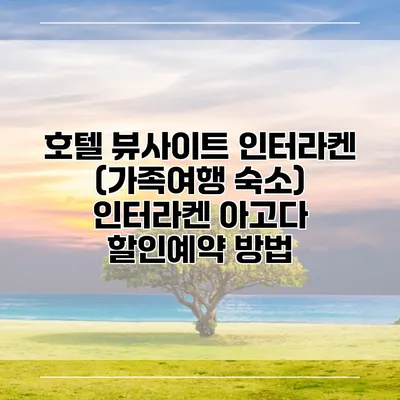 호텔 뷰사이트 인터라켄 (가족여행 숙소) 인터라켄 아고다 할인예약 방법