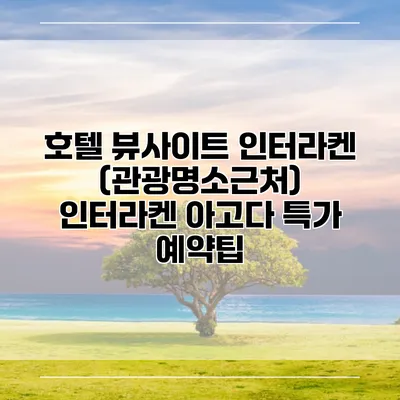 호텔 뷰사이트 인터라켄 (관광명소근처) 인터라켄 아고다 특가 예약팁