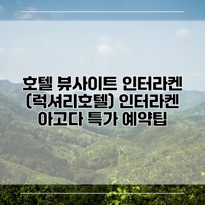 호텔 뷰사이트 인터라켄 (럭셔리호텔) 인터라켄 아고다 특가 예약팁