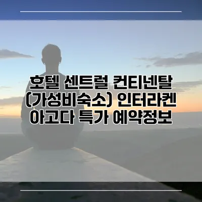 호텔 센트럴 컨티넨탈 (가성비숙소) 인터라켄 아고다 특가 예약정보