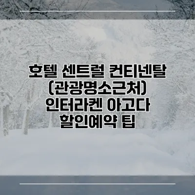 호텔 센트럴 컨티넨탈 (관광명소근처) 인터라켄 아고다 할인예약 팁