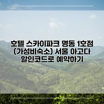 호텔 스카이파크 명동 1호점 (가성비숙소) 서울 아고다 할인코드로 예약하기