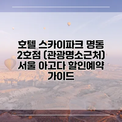 호텔 스카이파크 명동 2호점 (관광명소근처) 서울 아고다 할인예약 가이드