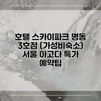 호텔 스카이파크 명동 3호점 (가성비숙소) 서울 아고다 특가 예약팁