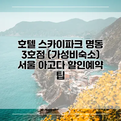 호텔 스카이파크 명동 3호점 (가성비숙소) 서울 아고다 할인예약 팁