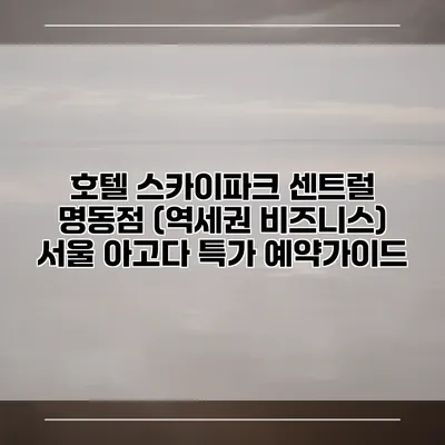 호텔 스카이파크 센트럴 명동점 (역세권 비즈니스) 서울 아고다 특가 예약가이드
