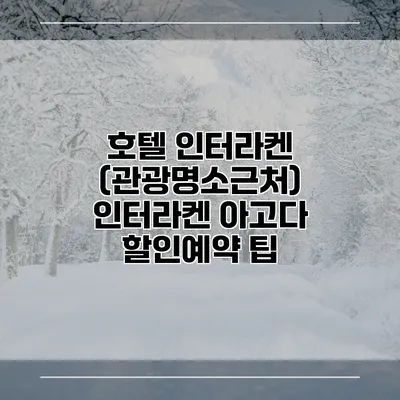 호텔 인터라켄 (관광명소근처) 인터라켄 아고다 할인예약 팁