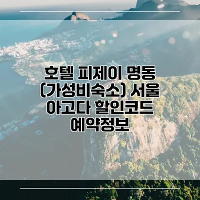 호텔 피제이 명동 (가성비숙소) 서울 아고다 할인코드 예약정보